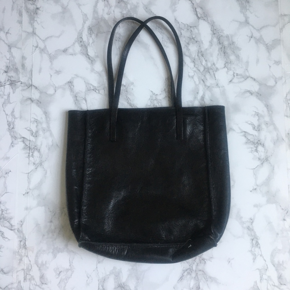 Banana Republic Black Leather Shoulder Tote
